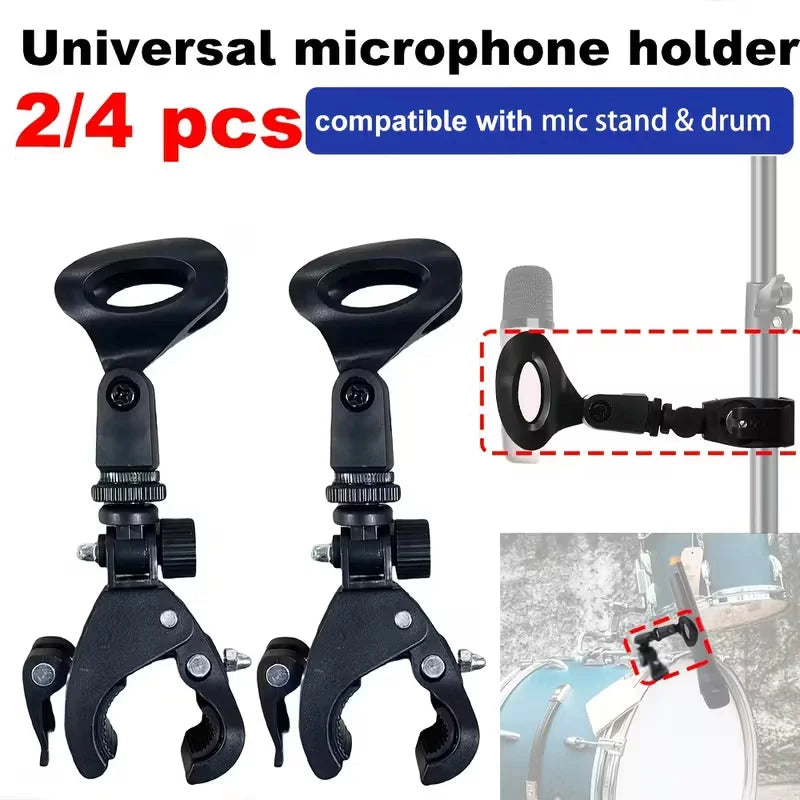 2/4pcs Microphone Crab Clamp Mount for Mic Stand&Drum Rim, Adjustment 5/8 to 3/8 Thread Mic Clip, Drum Mic Clip Holder