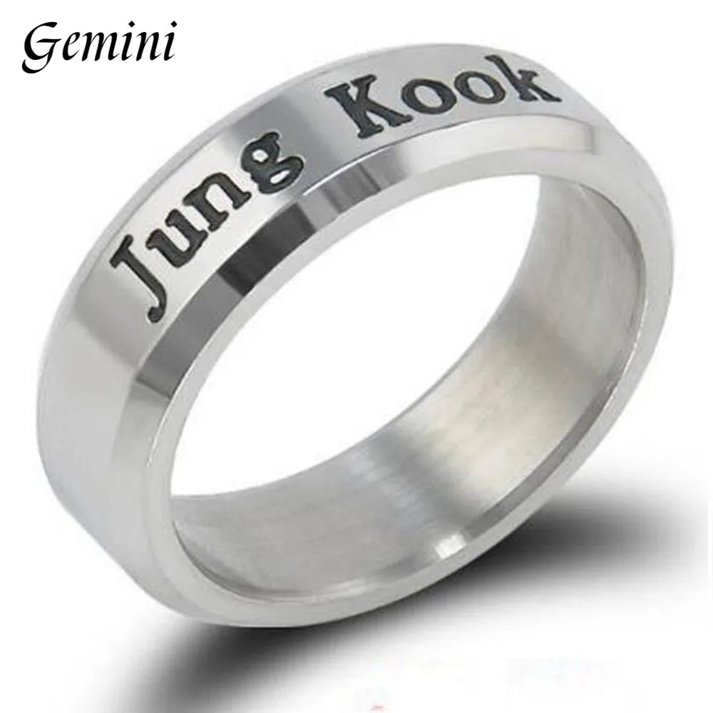 BTS ARMY Kpop Rhinestone Titanium Steel Ring - 18mm