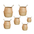 Seagrass Wickerwork Basket Portable Dirty Laundry Hamper Storage Basket Garden Plant Basket Home Decor