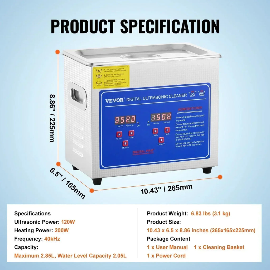 VEVOR 1.3L 2L 3L 6L 10L 15L 22L 30L Ultrasonic Cleaner Lave-Dishes Portable Washing Machine Diswasher Ultrasound Home Appliances