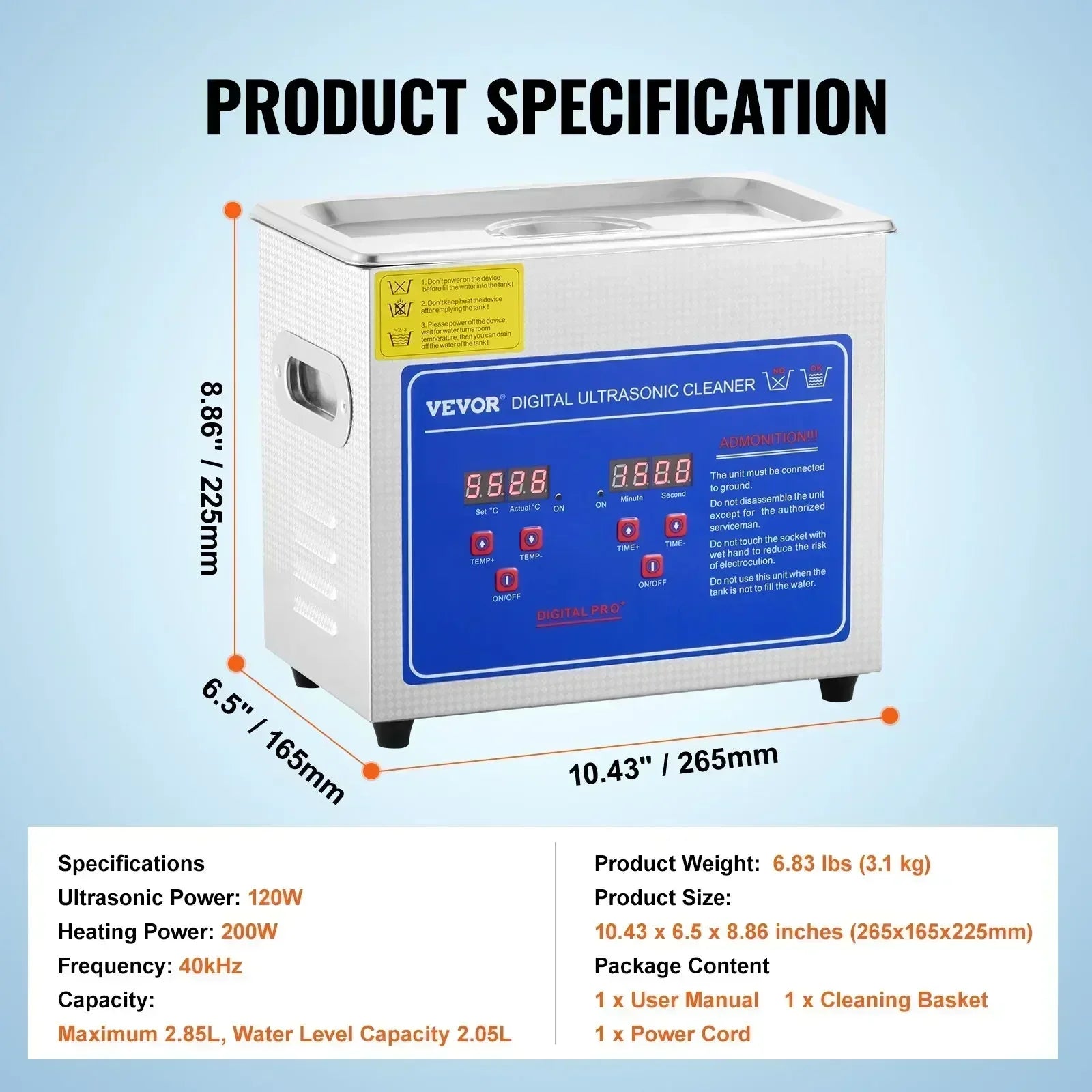 VEVOR 1.3L 2L 3L 6L 10L 15L 22L 30L Ultrasonic Cleaner Lave-Dishes Portable Washing Machine Diswasher Ultrasound Home Appliances