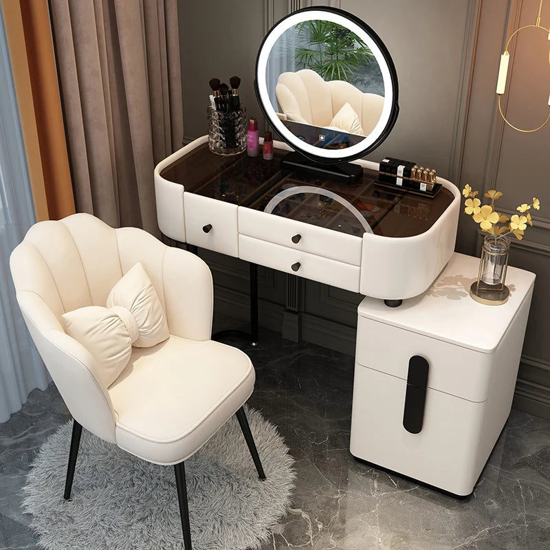 White Bedroom Vanity Table Makeup Mirror Chair Modern Organizer Dressing Table Cosmetics Cheap Penteadeira Trendy Furniture
