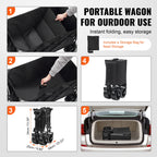SucceBuy Collapsible Folding Wagon Beach Wagon Cart with All-Terrain Wheels Drink Holders Sports Wagon for Camping Shopping