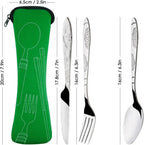 Picnic Tableware Set Washable with Zipper Travel Cutlery Kit Case Portable Pouch for Dinner Household Tool Travel Camping Spoon