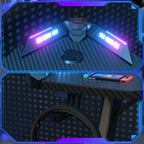 LED Gaming Desk 120 x 60 cm, Gaming Desk with RGB Light, Cup Holder and Hook for Headphones, Ergonomic Computer Table
