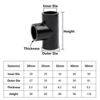 20-63mm Black PVC Pipe Connectors Ball valve Three-way Direct Garden Water Aquarium Fish Tank Drainage Tube Fittings Accessories