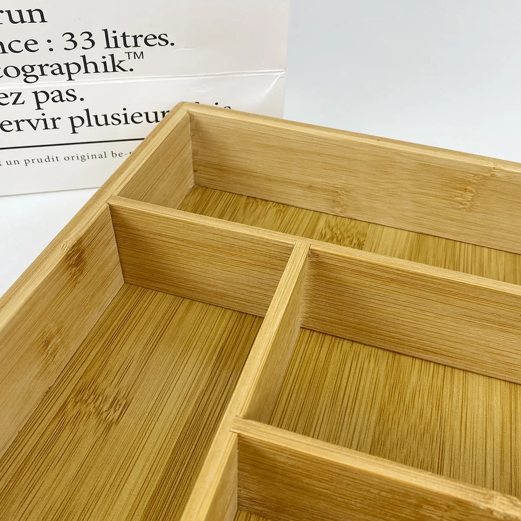Bamboo Storage Box,Stylish and Simple Six-grid Bamboo Knife Box Sub-format Western Knife Box Kitchen Supplies Storage Box