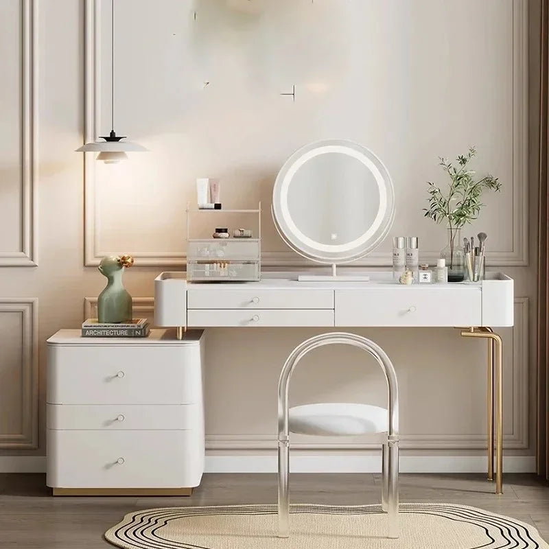Salon Storage Vanity Table Living Rooms Beige Organizer Makeup Dresser Luxury Space Saving Comfortable Muebles Trendy Furniture