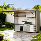 Customized Modular Outdoor Kitchen Cabinets 304 Stainless Steel Waterproof Storage Solution for Villa and Guesthouse