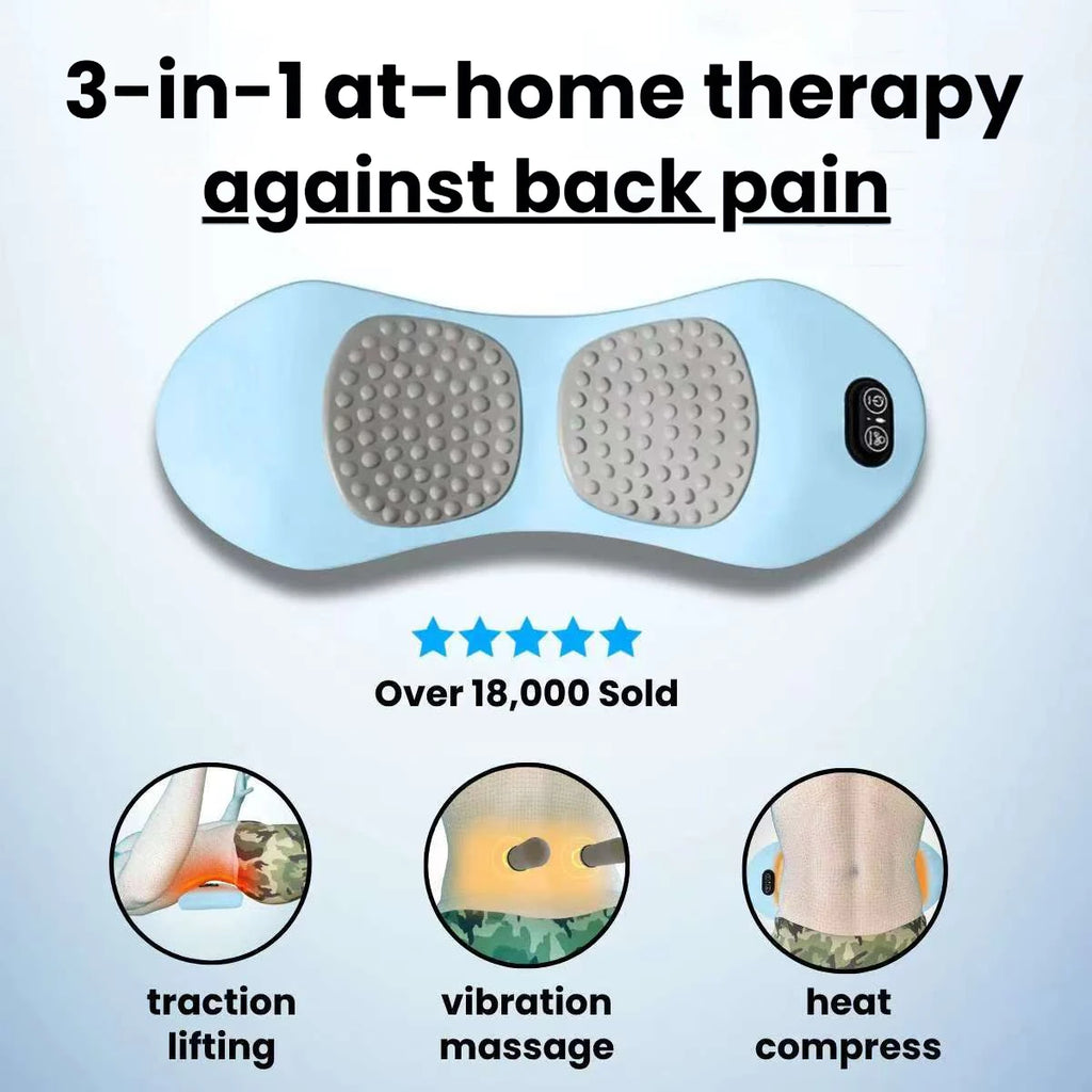 3-in-1 Back Massager with Relief Bed Sleeping Shiatsu Deep Tissue Portable Shoulder Lower Back Pain Relief Waist Massager