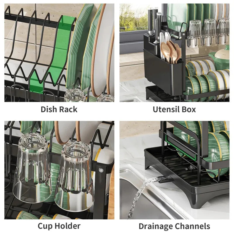 Premium Stainless Steel Dish Rack – Residue-Free Hygienic Drying, Sturdy Carbon Steel Build, Compact Kitchen Organizer