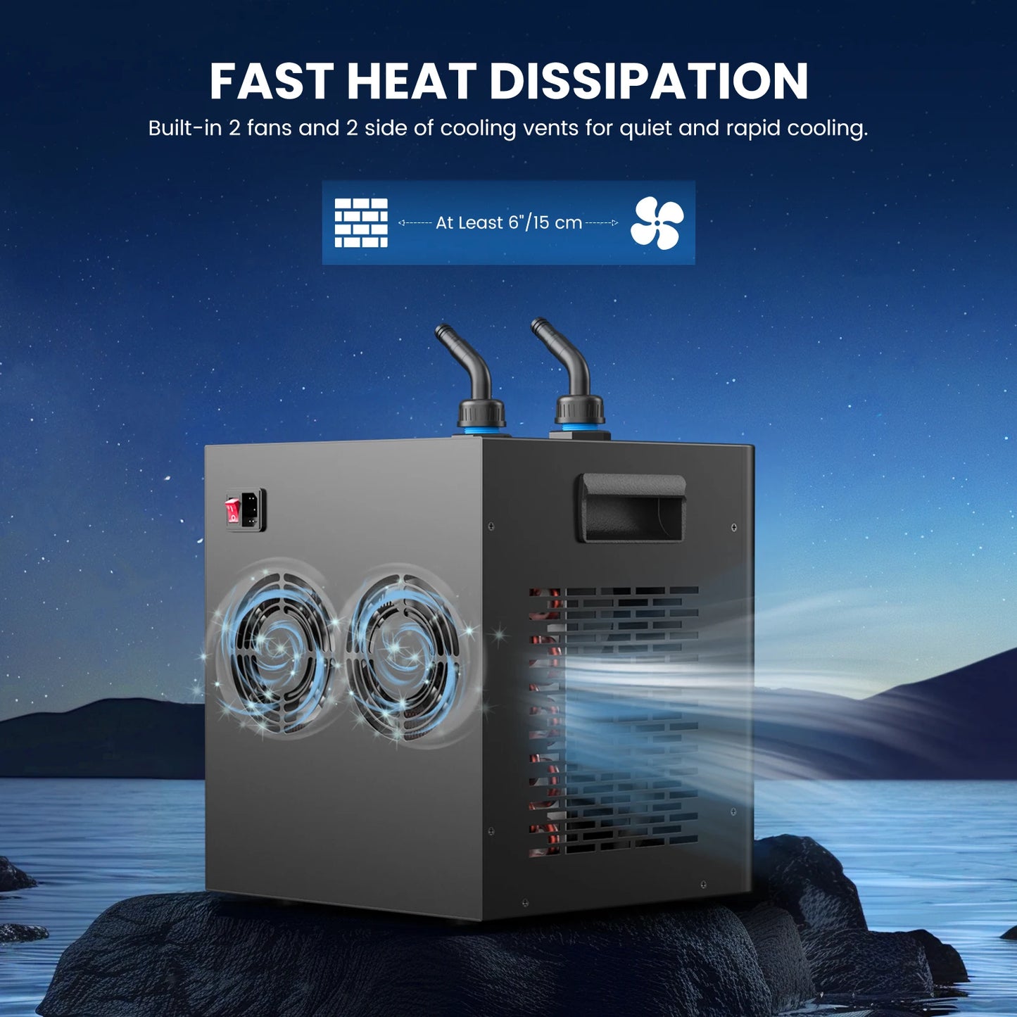 Aquarium Chiller 79Gal 1/3 HP Water Chiller for Hydroponics System Home Use Axolotl Fish Coral Shrimp 110V with Pump and Pipe