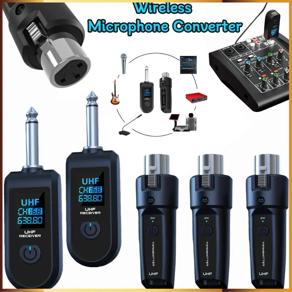 Professional Microphone Wireless Converter XLR Transmitter Receiver For Dynamic/Condenser Mic Guitar Audio Mixer PA System