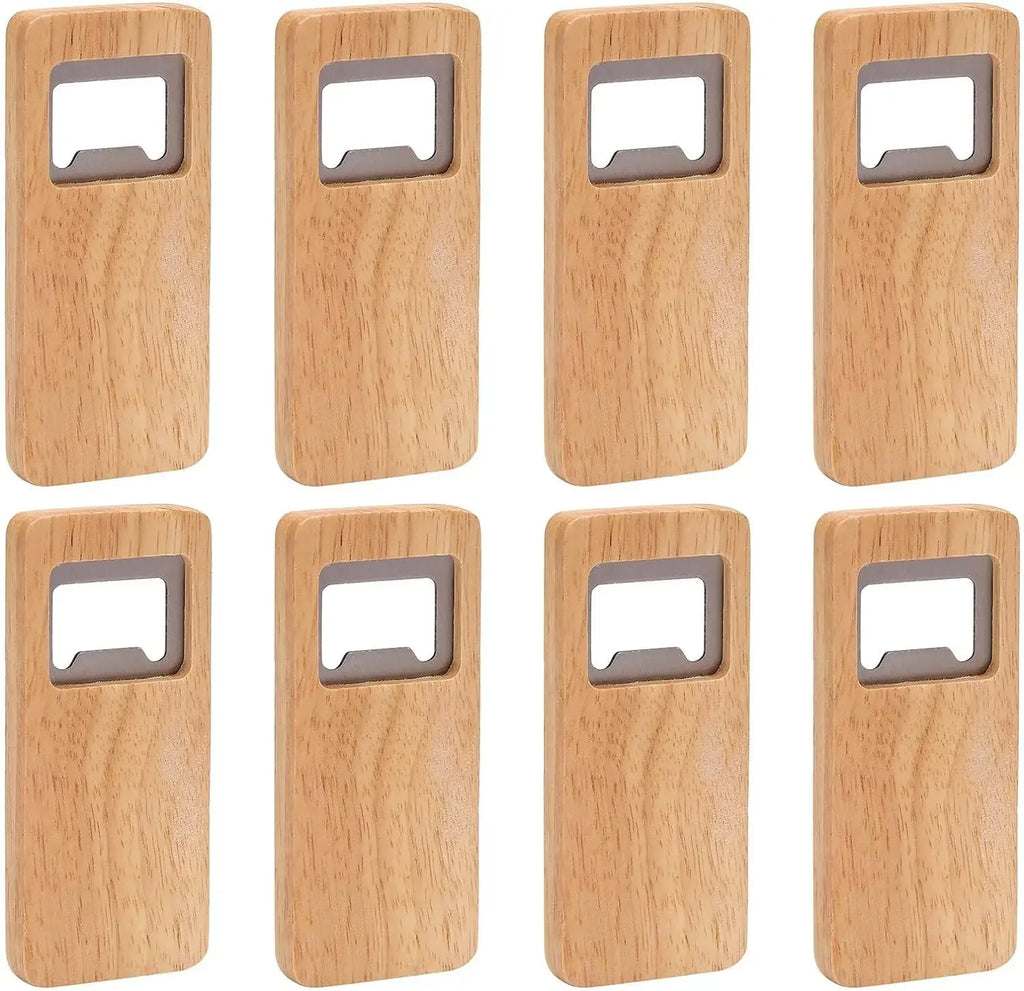 10-50PCS Wood Beer Bottle Opener with Wooden Handle Corkscrew Steel Square Openers Bar Kitchen Wedding Party Gift DIY Crafts