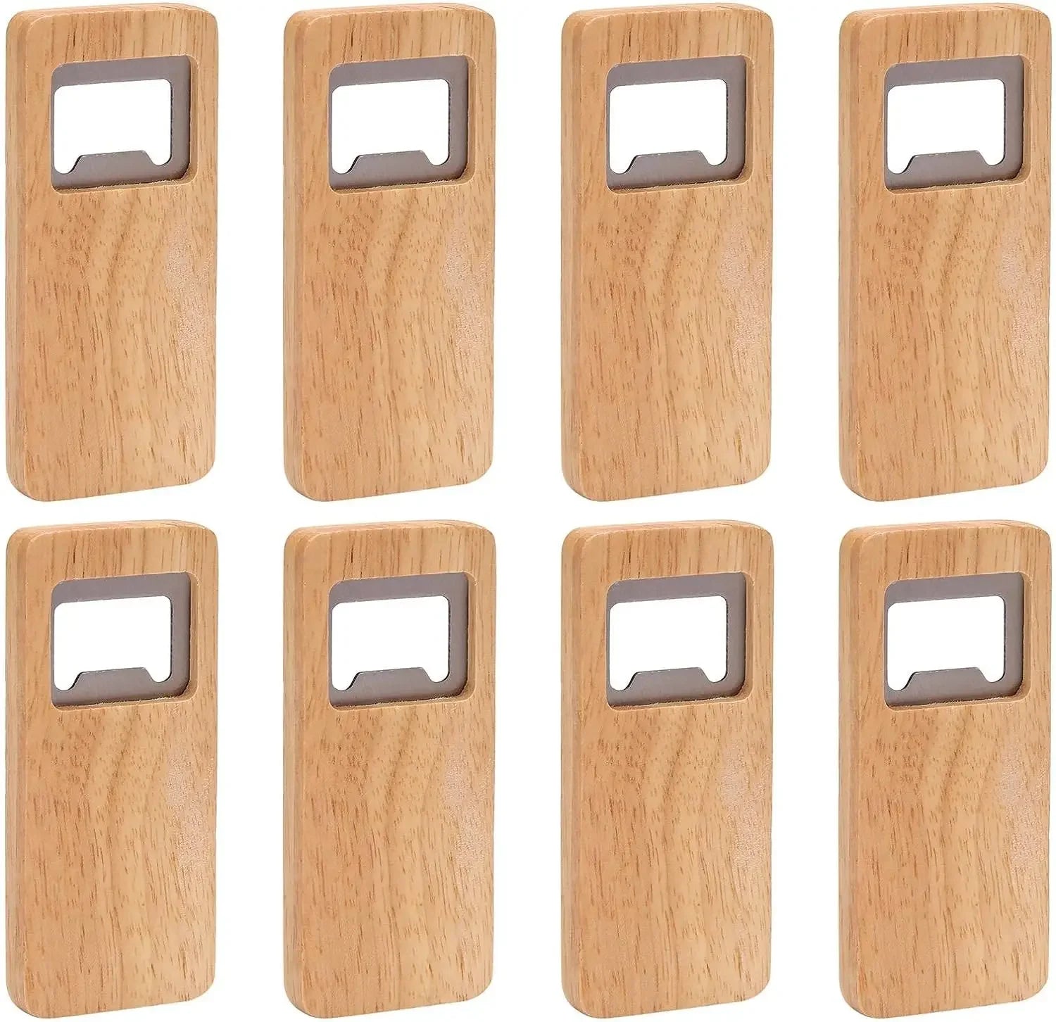 10-50PCS Wood Beer Bottle Opener with Wooden Handle Corkscrew Steel Square Openers Bar Kitchen Wedding Party Gift DIY Crafts