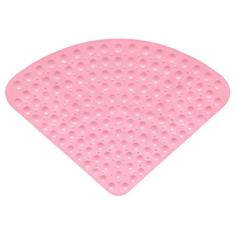 Washable Corner Shower Carpet Floor Mat Toilet PVC Shower Mat  Fan-shaped Suction Cup Anti-slip Pad Cushion