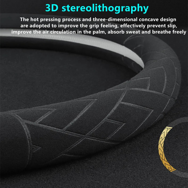 Steering Wheel Cover For Tesla Model 3 Y S X Alcantara 4 Seasons 36-39 CM Diameter Black Car Interior Accessories 2019-2025