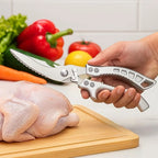 Multi-functional stainless steel kitchen scissors | Ergonomic handle, ambidextrous design, suitable for poultry, fish, and meat