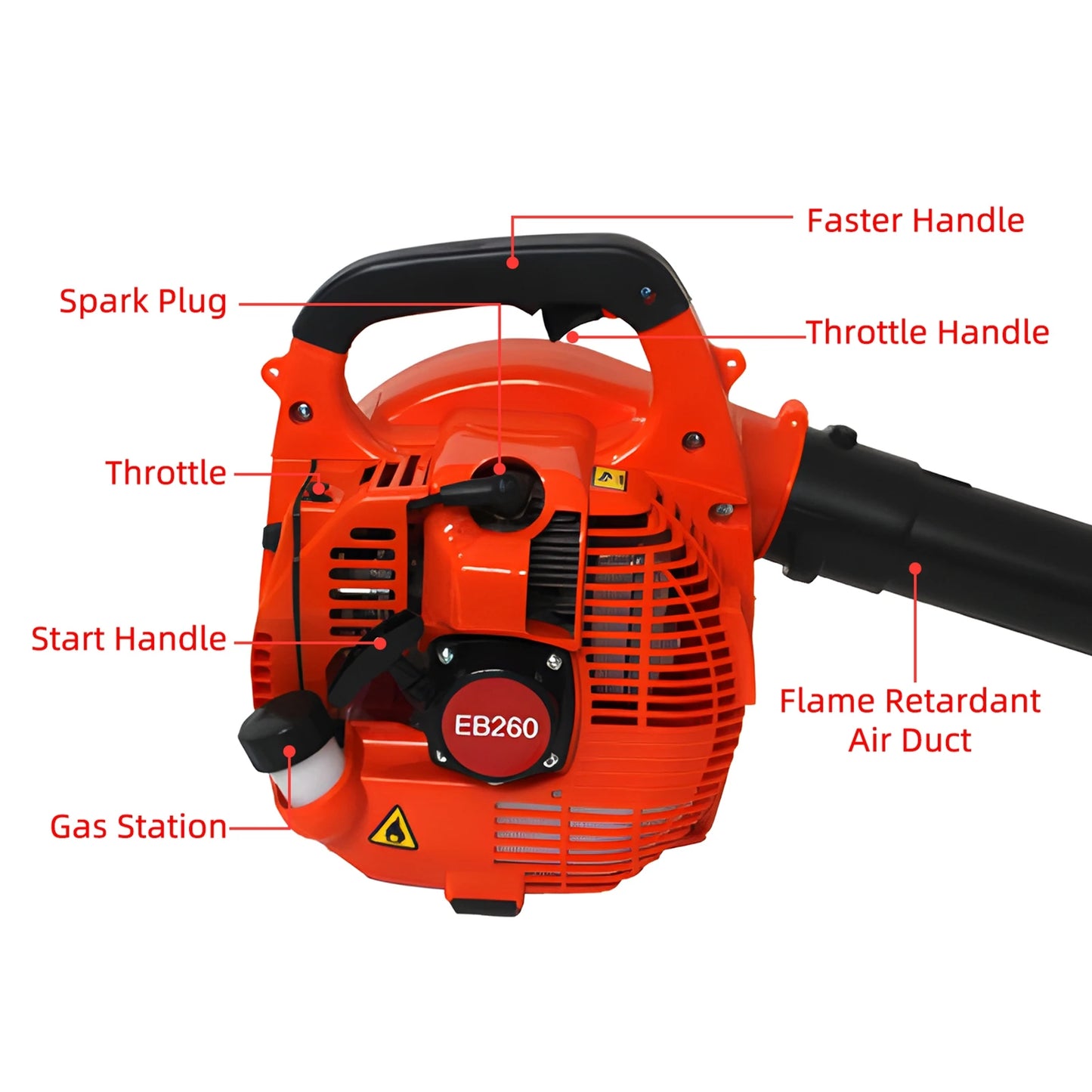 Gas Powered Air Blower 2 Stroke Engine 25.4CC 275.45CFM Air Volume 0.65L Oil Tank Powerful Wind Snow Blower Handheld Leaf Blower