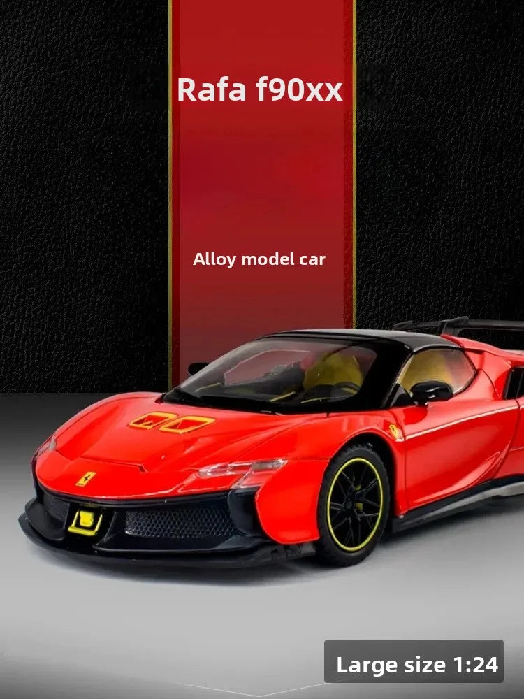 1:24 SF90XX SF90 Alloy Sports Car Model Diecasts Metal Racing Vehicles Car Model Sound Light Simulation Collection Kids Toy Gift
