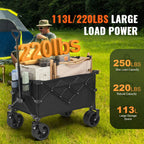 SucceBuy Collapsible Folding Wagon Beach Wagon Cart with All-Terrain Wheels Drink Holders Sports Wagon for Camping Shopping