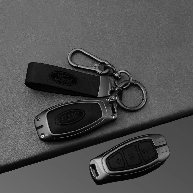 Leather Car Key Case Full Cover for Ford Focus 3 4 ST Mondeo MK3 MK4 Fiesta Fusion Kuga 2013 2014 2015 2017 Keychain Accessories