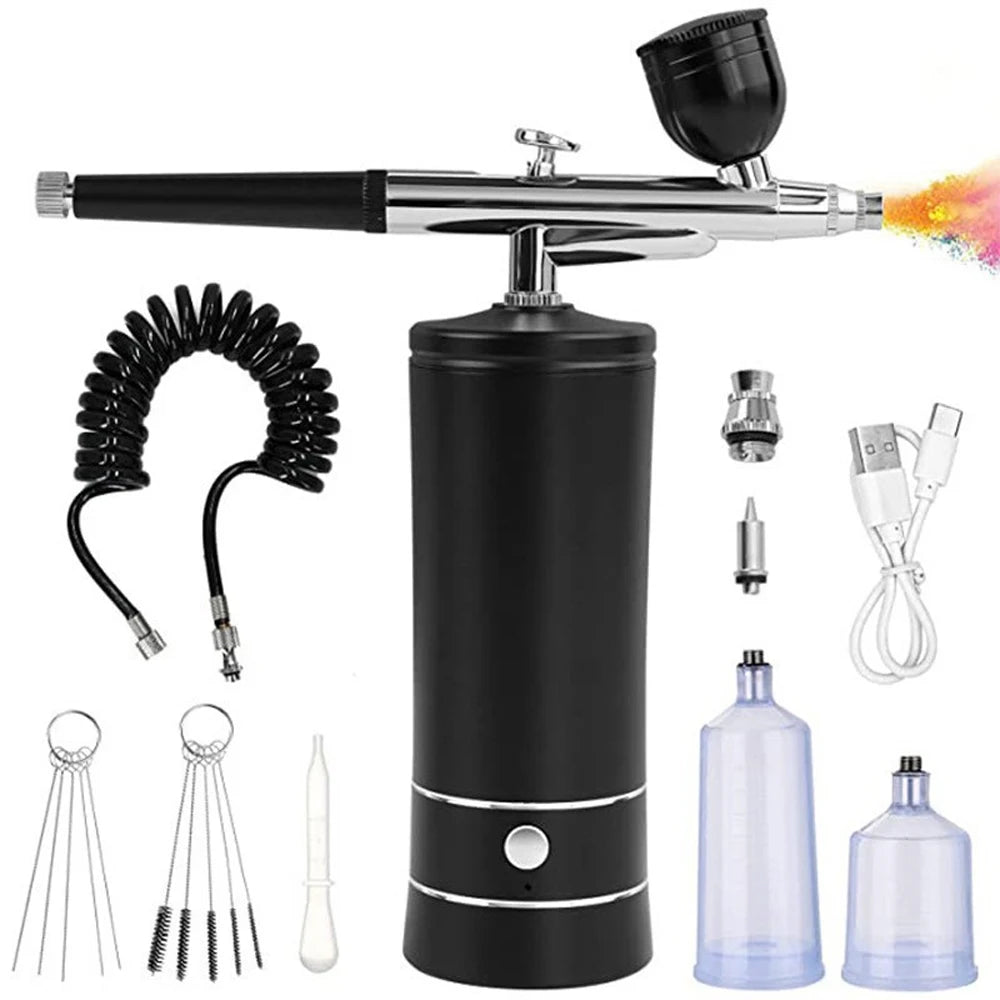 Airbrush Nail With Compressor Portable Air Brush Nails Compressor For Nail Art Paint Model Painting Crafts Wireless Spray Gun