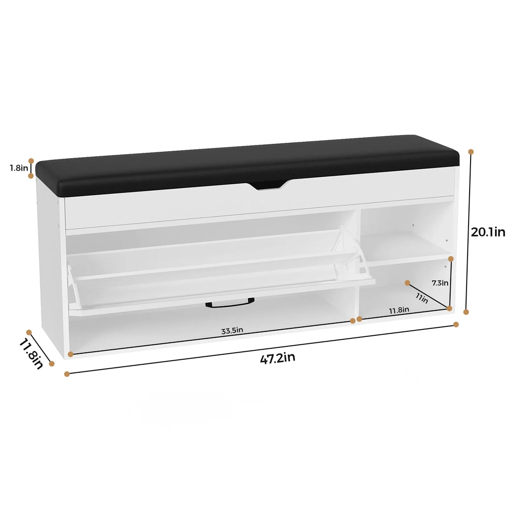 VOWNER Shoe Bench Cabinet with 1 Flip Drawers and 2 Compartments