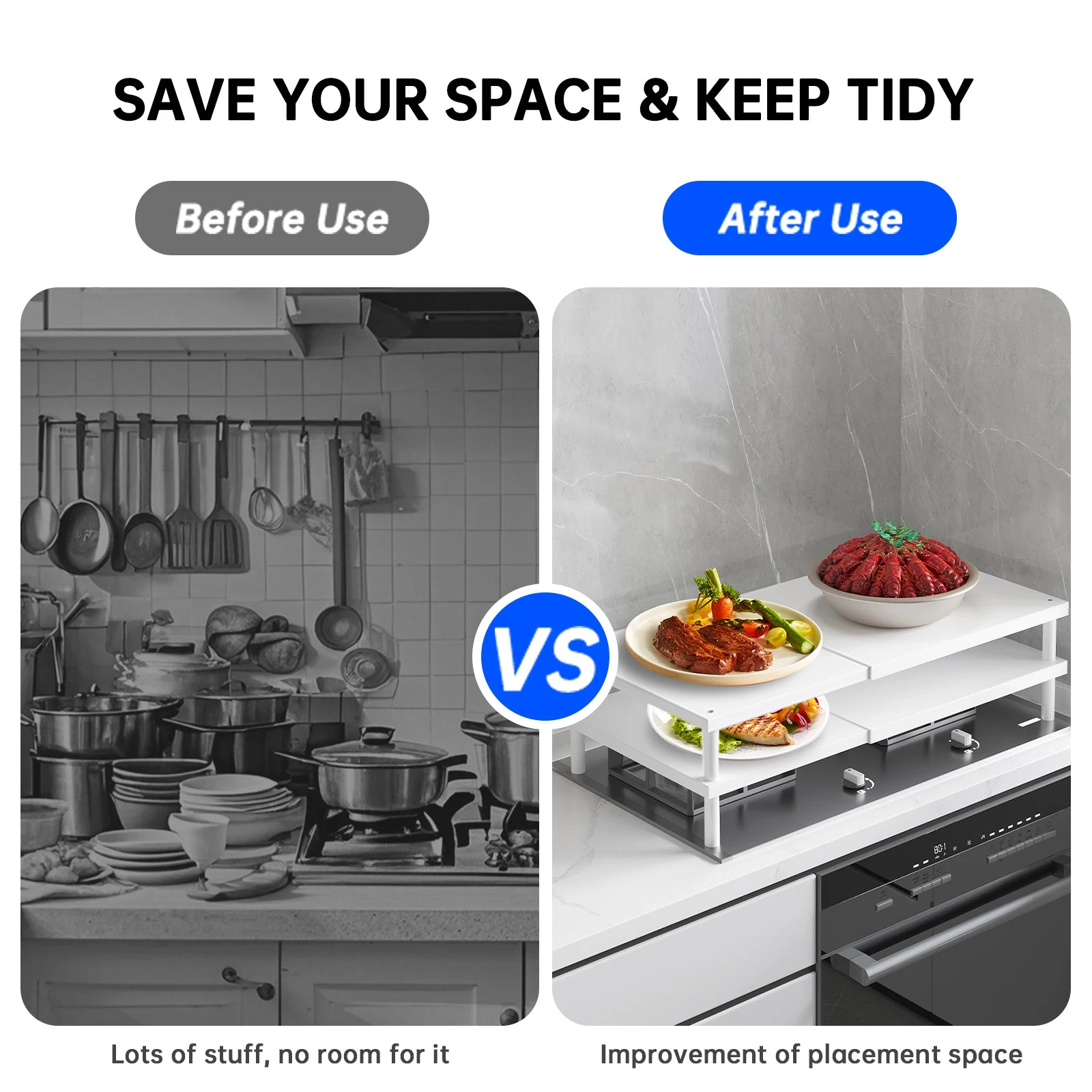 Kitchen Gas Stove Rack, Food Preparation Stand, Cover Rack, Gas Stove Holder, Retractable Shelf, Heat-Insulating Storage Rack