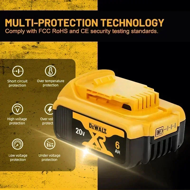 Original DEWALT battery，20V,，6AH， rechargeable lithium-ion battery， DCB115， DCB118,，Dewalt tool battery, dewalt ，DCB1104 charger