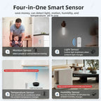 Tuya Zigbee 3.0 PIR Human Motion Sensor Luminance Detector With Temperture Humidiity Detection Smart Life Security Alarm Sensor