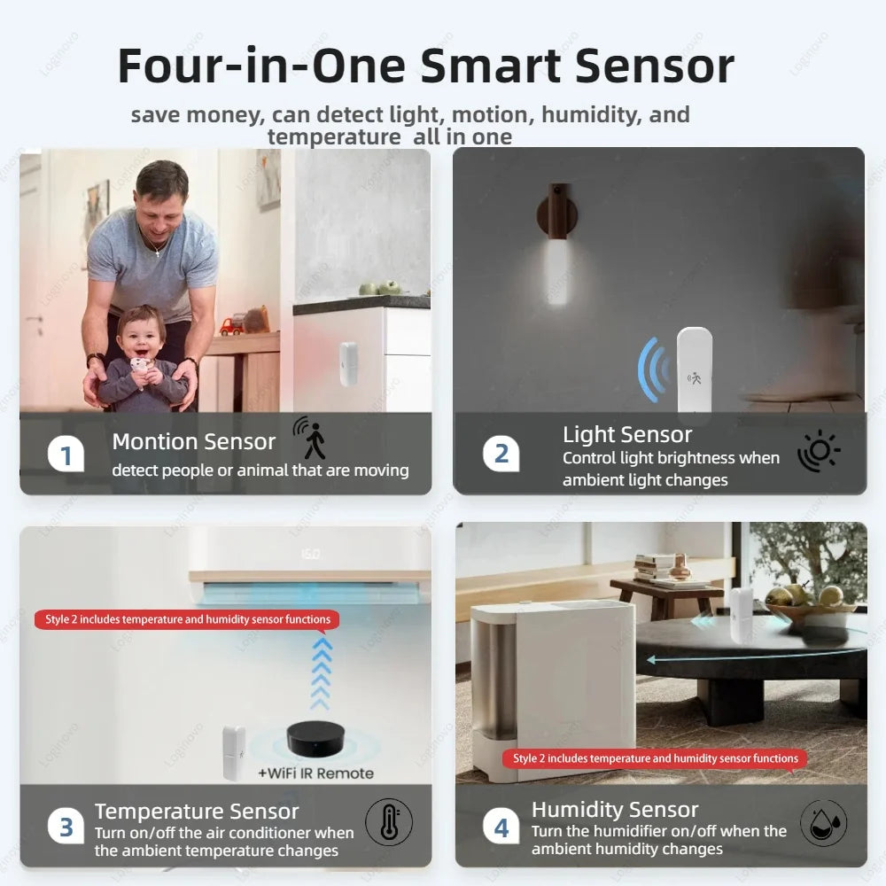 Tuya Zigbee 3.0 PIR Human Motion Sensor Luminance Detector With Temperture Humidiity Detection Smart Life Security Alarm Sensor