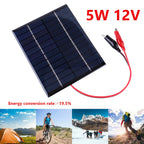 5W 12V Solar Panels Fast Charger DIY Polysilicon Solar Cell System Mini Outdoor Solar Panel 136x110MM for 9-12V Battery Charging