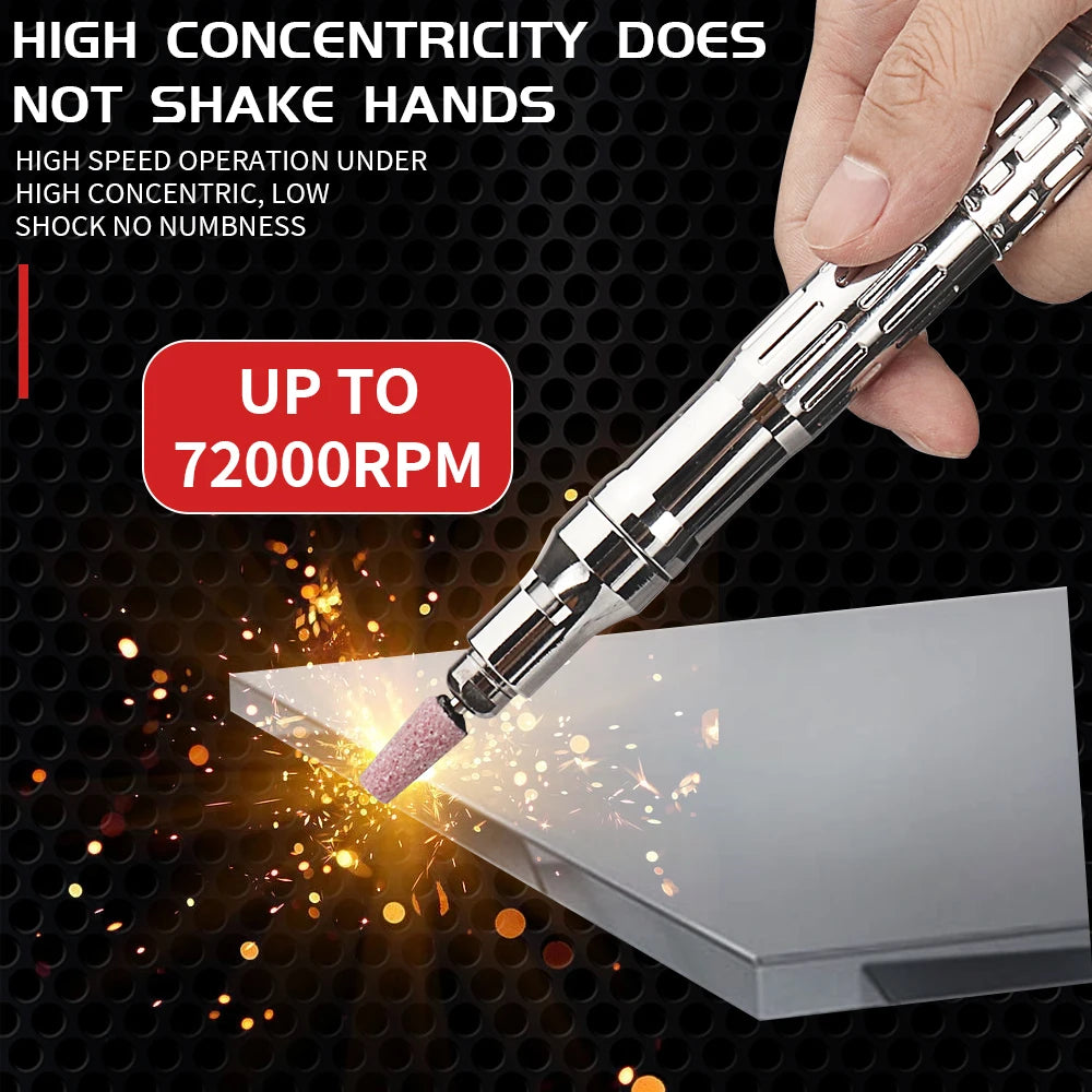 Mini Air Grinder Air Polishing Grinding Pen Micro Engraving Carving Pneumatic Tools 72000RPM