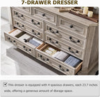 Farmhouse 9 Drawers Dresser for Bedroom, 54" Wide Wood Rustic Chest of Drawers with Natural Texture, Vintage Design, Storage