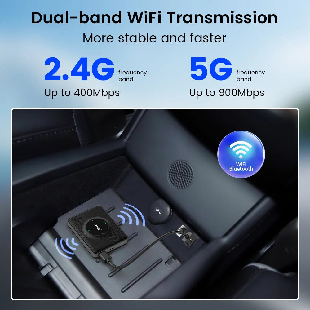 CarlinKit T2C CarPlay Android Auto Wireless Adapter for Tesla Model 3 Model Y Model S Model X Cybertruck Voice Control Waze Tmap