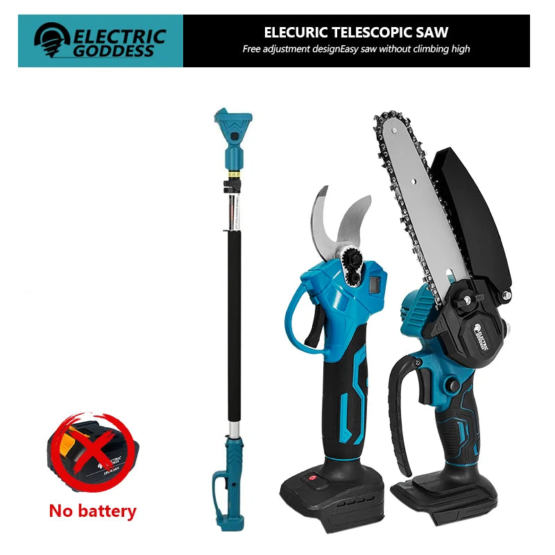 Electric Garden Pruner Chainsaw Telescoping Pole 3 IN 1 Pruner High Branch Saw Garden Tree Pruning Tool For Makita 18V Battery