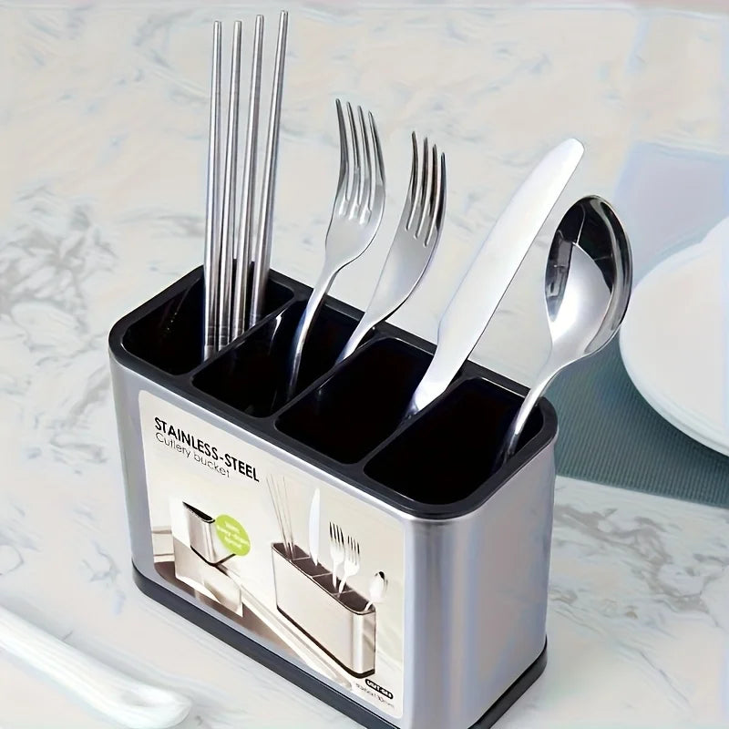 1pc KitchenD Utensil Organizer Rack, Multi-Functional Drainer for Spoons, Knives, Forks & Spatulas, Home Storage Shelf, Utensil