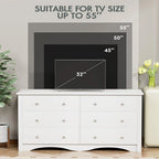 Dresser for Bedroom with 6 Drawer, Wood Wide Chest Storage Organizer and TV Stand for Living Room, Hallway, Dormitory