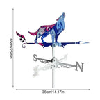 wolf Rooster Weathervane Outdoor Animals Garden Decorations Metal Weathervanes Wind Spinner for Garden Farmhouse Backyard