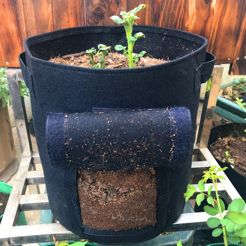 10 Gallon 7 Gallon Potato Planting Bag Non-Woven Fabric Grow Pot Home Garden Strawberry Plant Grow Bag Push System
