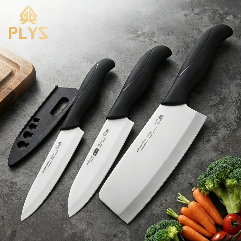 3-piece Ceramic Knife Set Ultra Sharp Chef Knives with Protective Sheaths, Non-Stick Blade for Cooking Slicing Kitchen tools