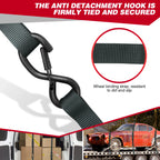 DayPlus Heavy-Duty Car & Truck Front Cargo Ratchet Strap with Metal Buckle Adjustable Secure Tie-Down for Safe Luggage Transport