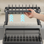 Dish Drying Rack Kitchen Adjustable Steel 2 Tier Plates Organizer Dish Bowl Drainer Storage Rack Kitchen Utensils