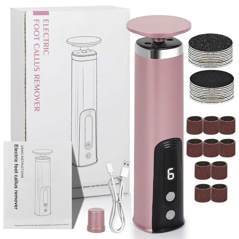 Wireless Electric Foot Callus Remover Machine Rechargeable Pedicure Tool for Dead Skin And Cuticle Removal with Replacement Sand