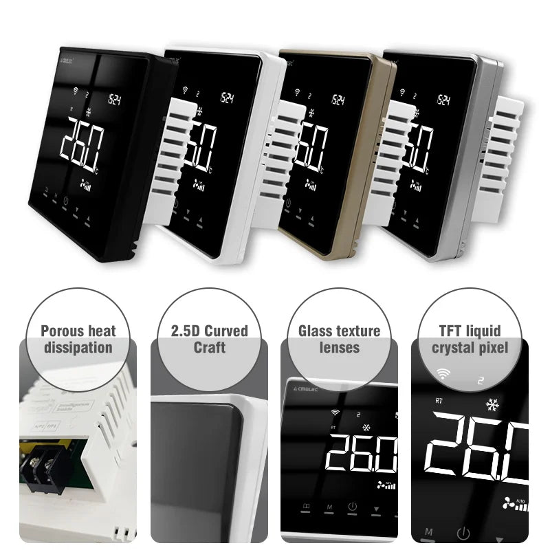 Wireless Fan Coil Thermostat Hvac Fan Coil Smart Wifi Digital Room Thermostat Modbus Thermostat Controller For Fan Coil Unit
