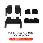 YZ for Tesla Model Y Juniper 2025 Floor Mats with Door Sill Protection Strips All-weather Floor Liner Cargo Mat Trunk Backrest