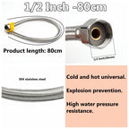 1 PC 1/2, 3/4 Inch 304 Stainless Steel Braided Hose Cold Hot Water Pipe Toilet Faucet Connection Pipe Garden Water Connection