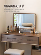 Shangxin Pavilion Retractable Dresser Bedroom Simple Modern Bedside Table Makeup Table Integrated Storage Cabinet Solid Wood
