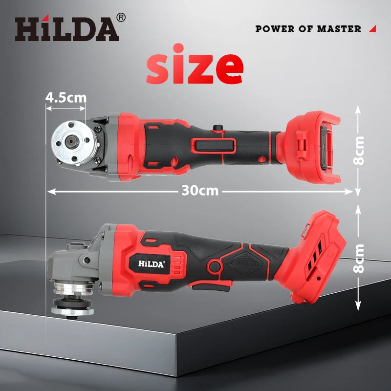 HILDA 125MM Brushless Electric Angle Grinder 1000W Polishing Cutting Machine Metal Wood Power Tool For 18V Makita Battery